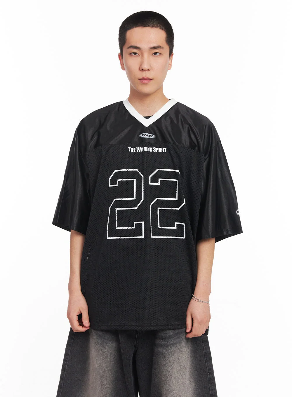 Men's Mesh V-Neck Graphic Tee IY505 - Image 17