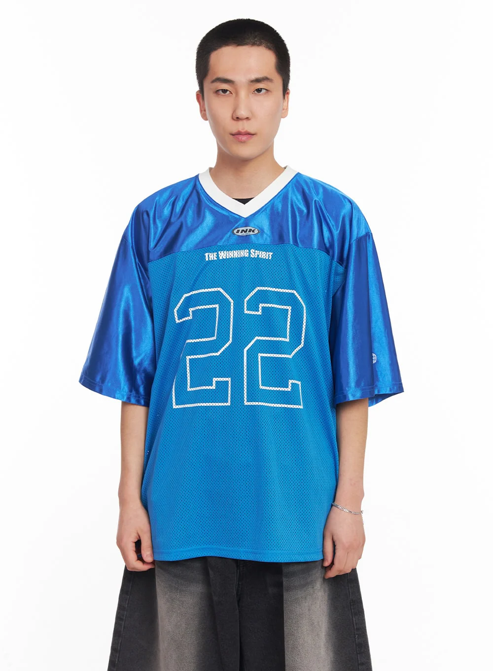 Men's Mesh V-Neck Graphic Tee IY505 - Image 18