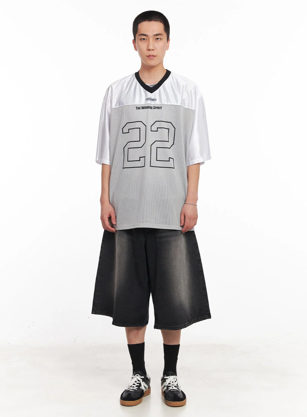 Men's Mesh V-Neck Graphic Tee IY505 - Image 5