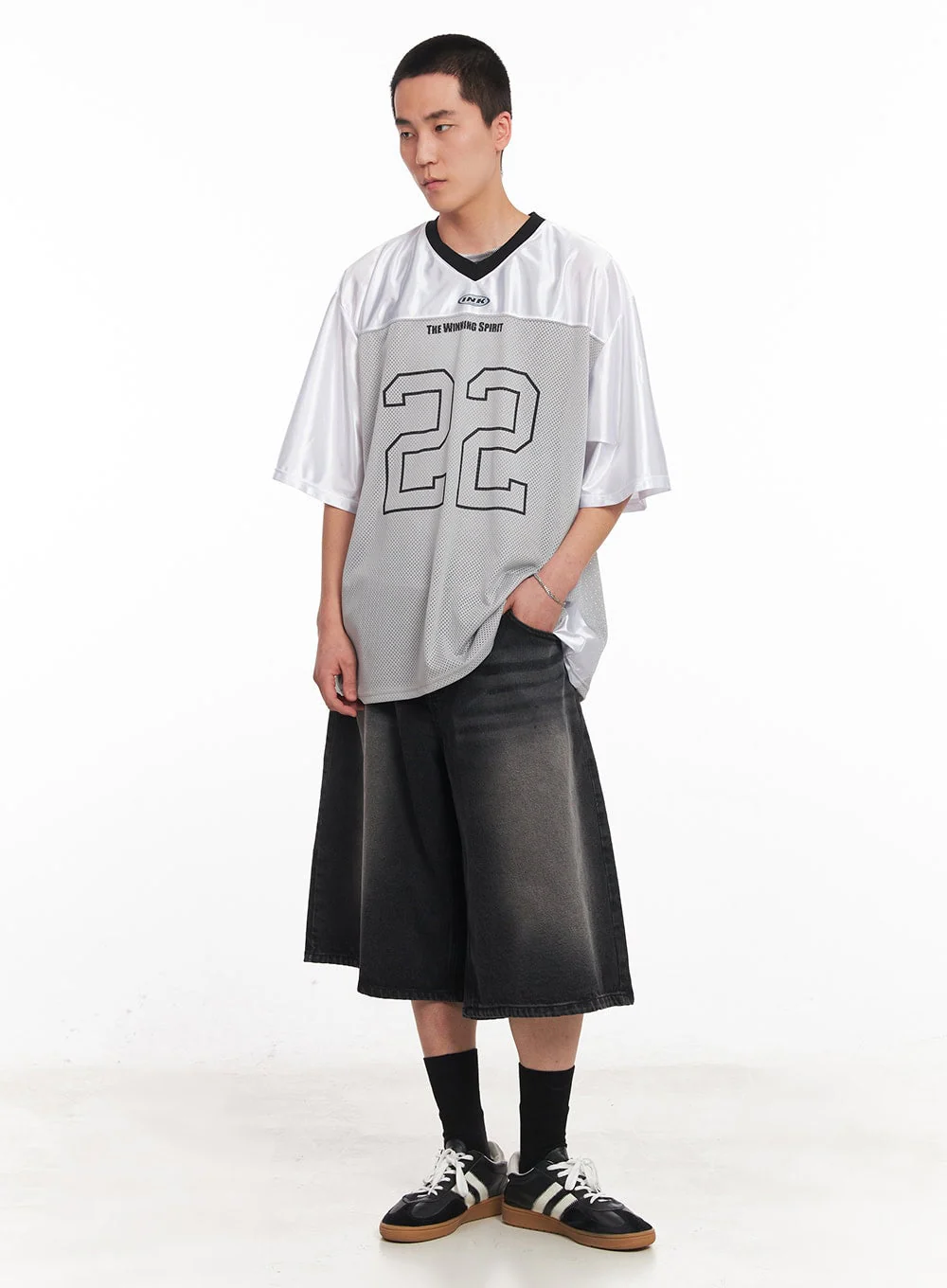 Men's Mesh V-Neck Graphic Tee IY505 - Image 8