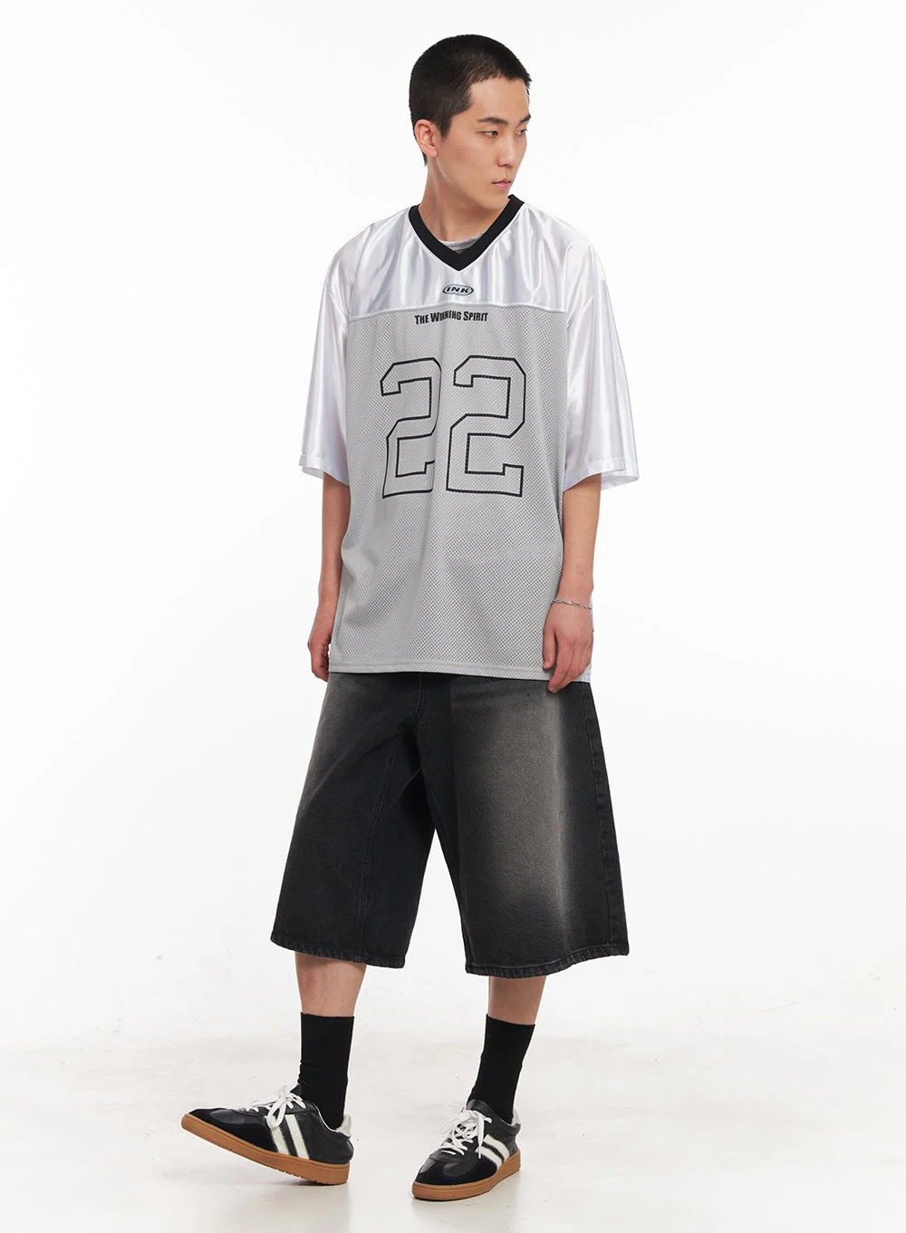 Men's Mesh V-Neck Graphic Tee IY505 - Image 9