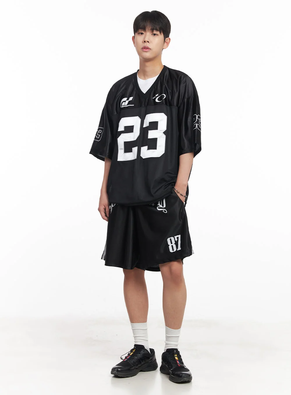 Men's Mesh V-Neck Jersey T-Shirt IA525 - Image 2