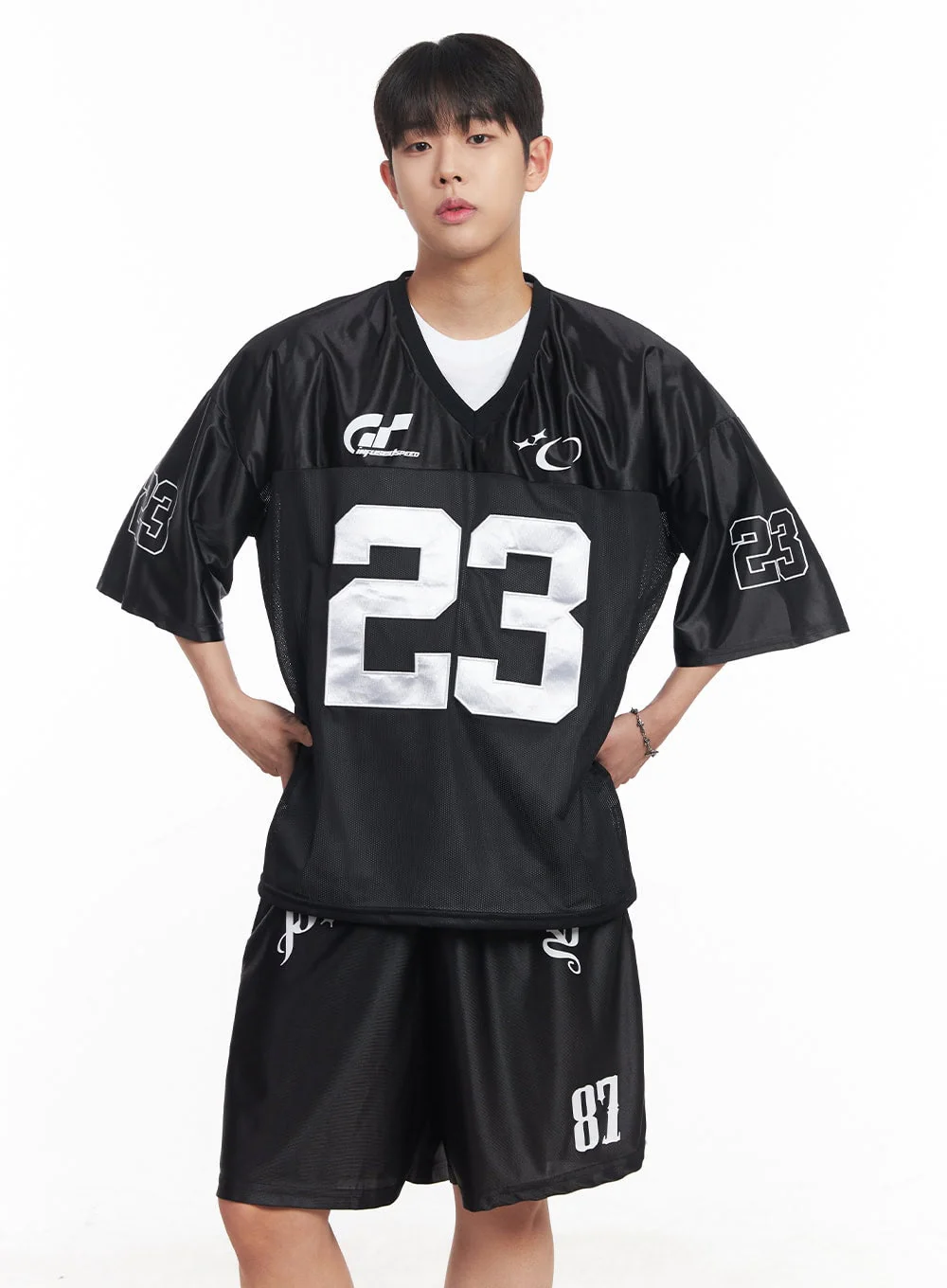Men's Mesh V-Neck Jersey T-Shirt IA525 - Image 4