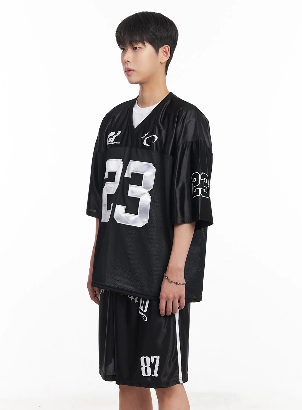 Men's Mesh V-Neck Jersey T-Shirt IA525 - Image 6
