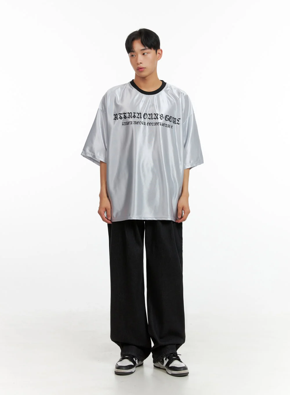 Men's Metallic Lettering T-Shirt IU412 - Image 3
