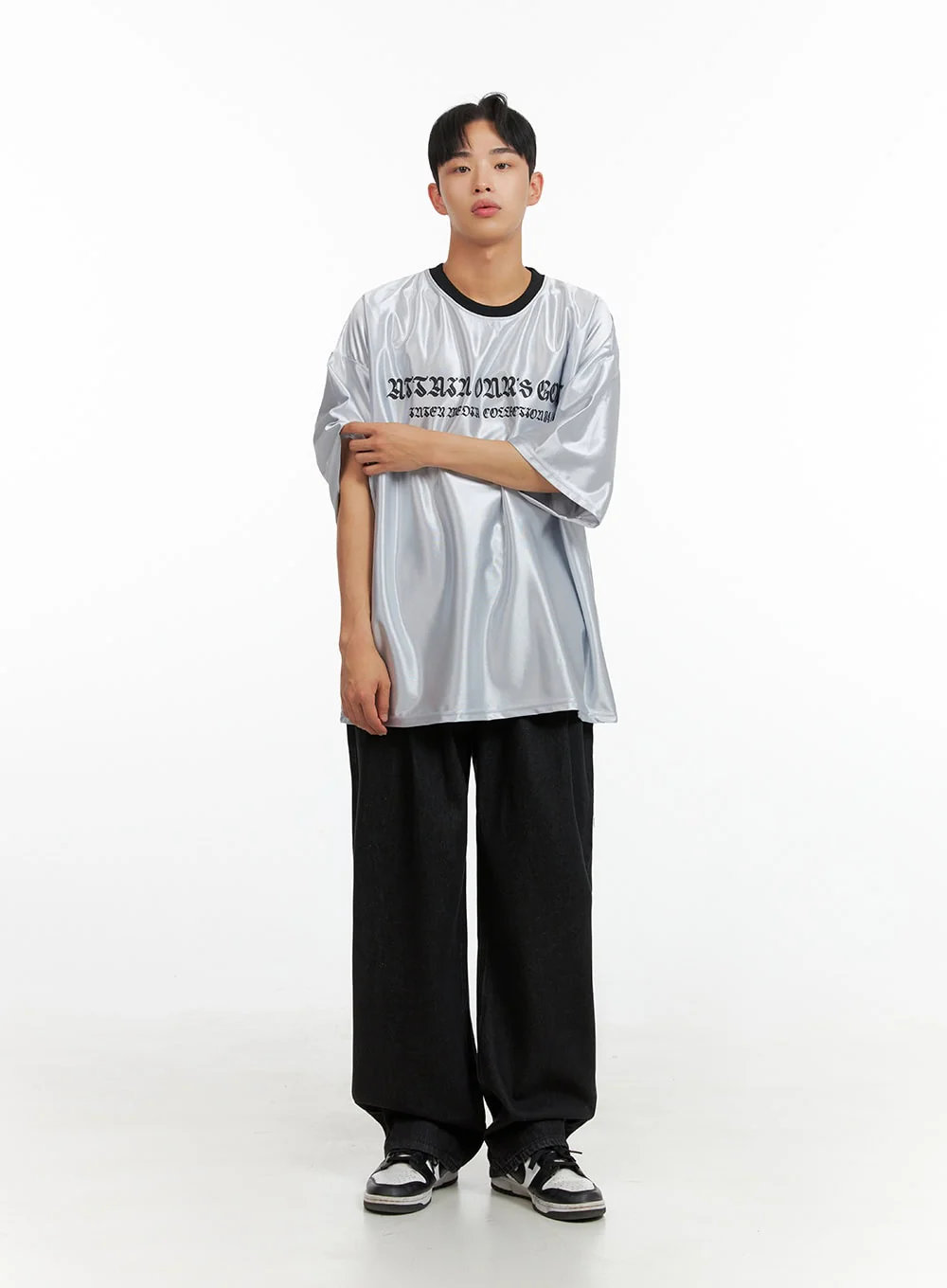 Men's Metallic Lettering T-Shirt IU412 - Image 7