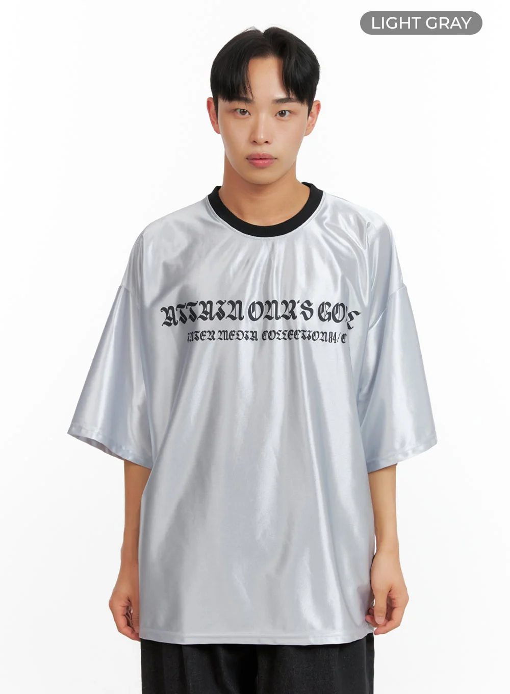Men's Metallic Lettering T-Shirt IU412 - Image 9