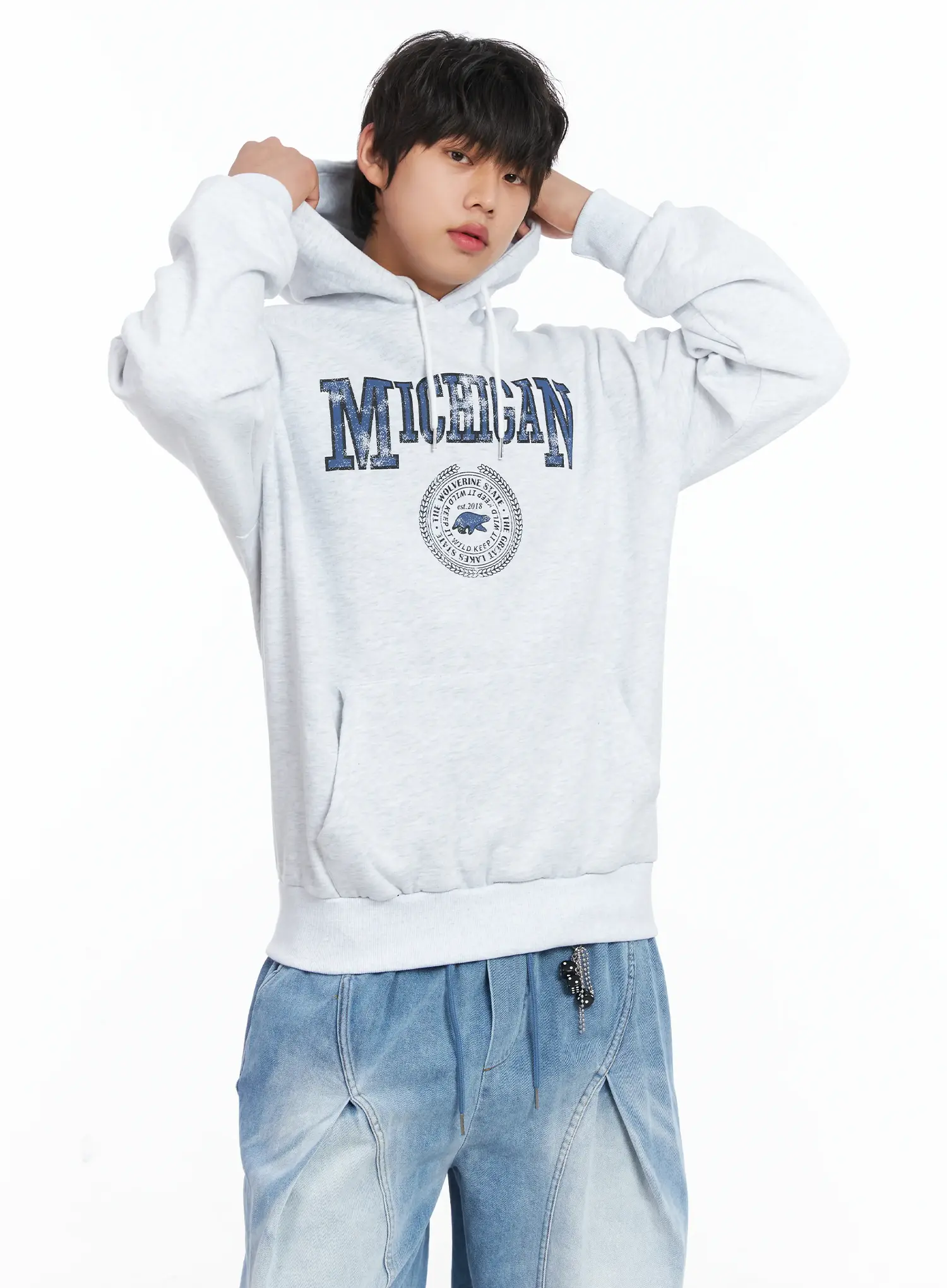 Men's Michigan Graphic Fleece Hoodie IJ512 - Image 6