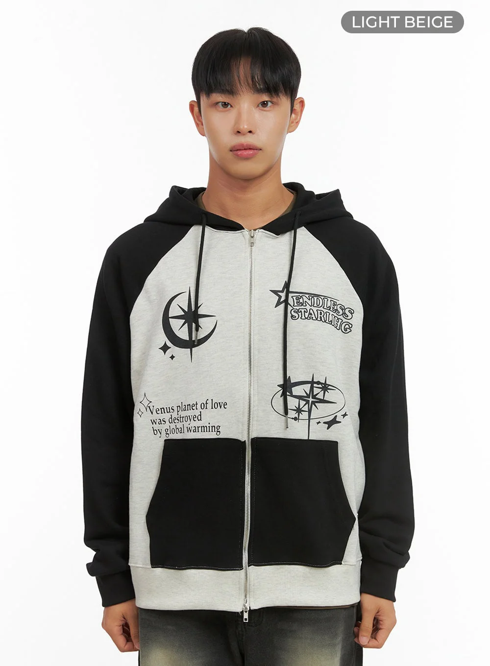 Men's Mixed Color Graphic Zip-Up Cotton Hoodie IS420 - Image 10