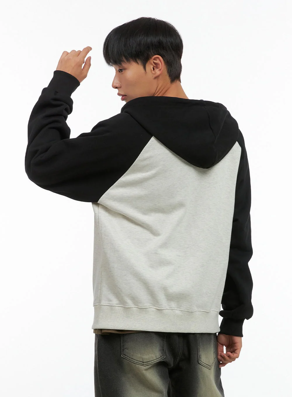 Men's Mixed Color Graphic Zip-Up Cotton Hoodie IS420 - Image 6