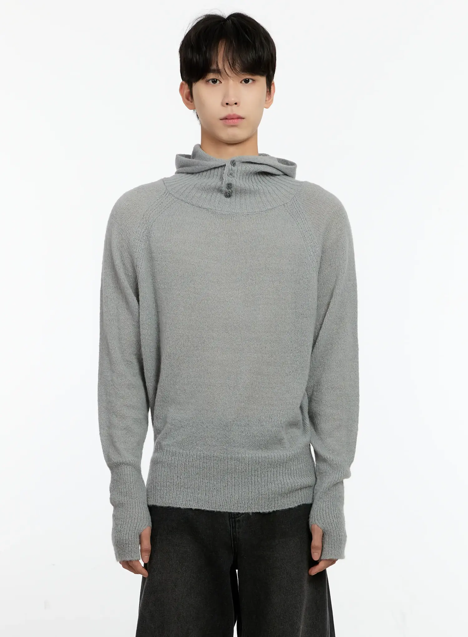 Men's Mohair Blend Balaclava Sweater IO531 - Image 10