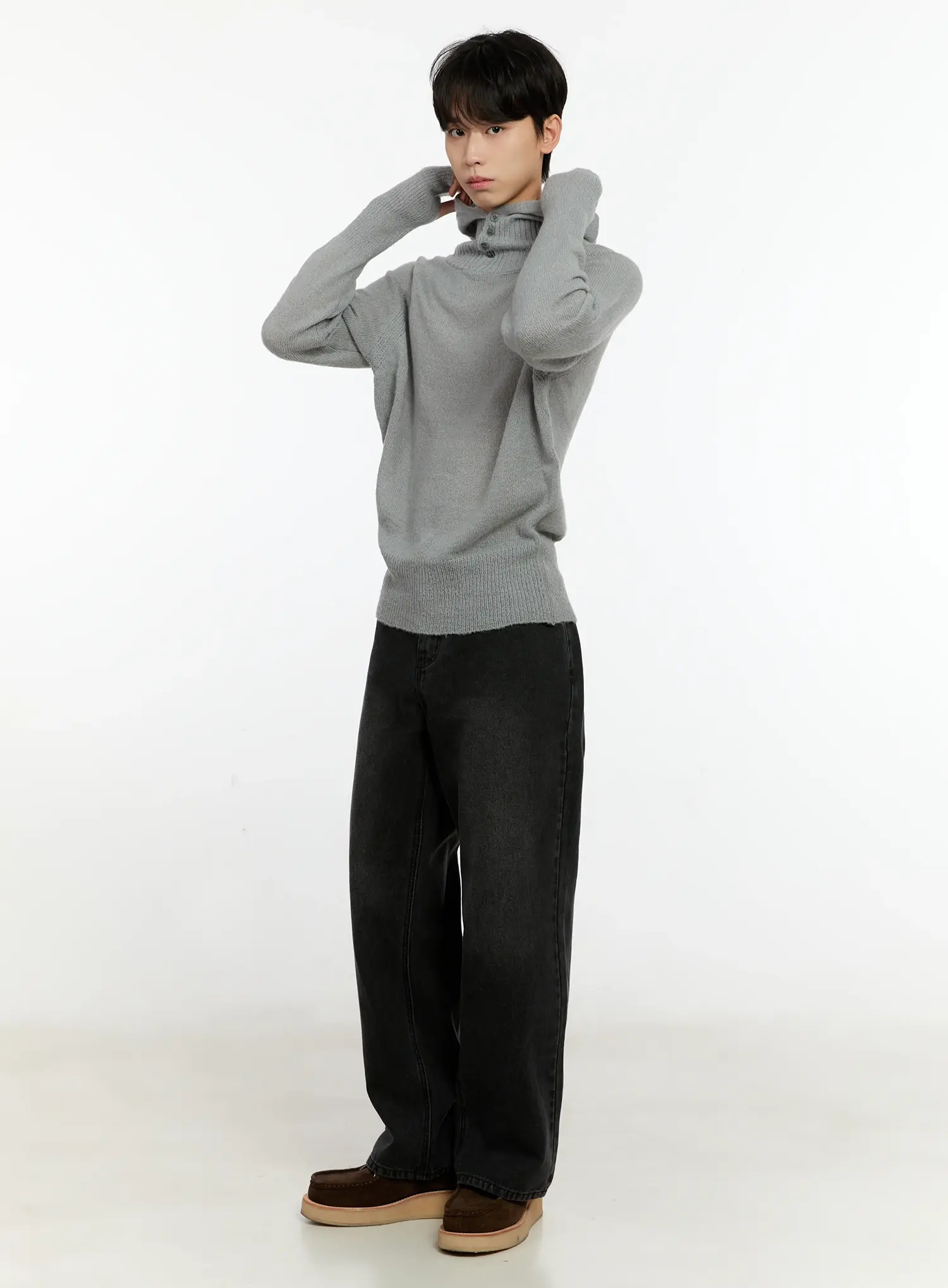 Men's Mohair Blend Balaclava Sweater IO531 - Image 8