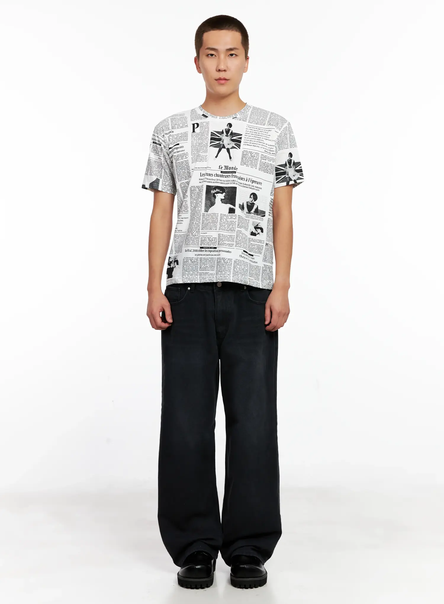 Men's Newspaper Graphic Tee IG511 - Image 3