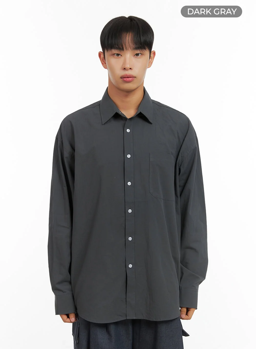 Men's Oversized Basic Cotton Shirt IS419 - Image 13