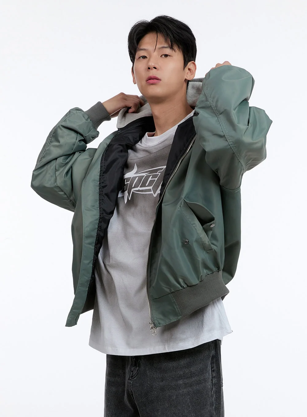 Men's Oversized Bomber Jacket IG427 - Image 4
