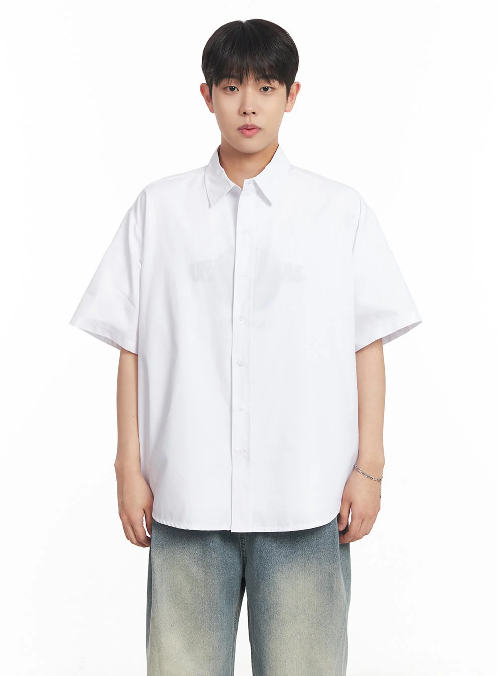 Men's Oversized Collared Short Sleeve Shirt IA529 - Image 14