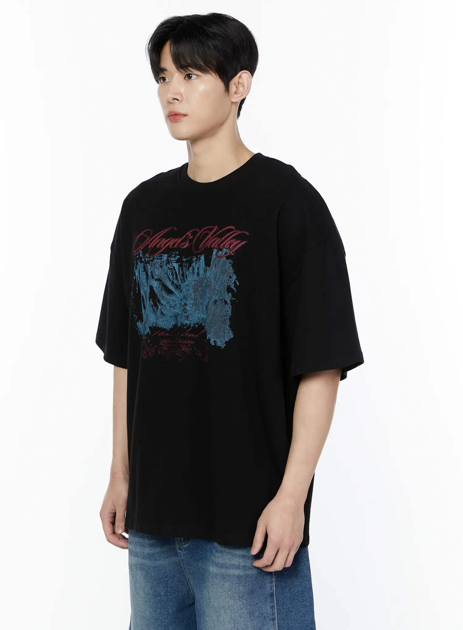 Men's Oversized Graphic Print T-Shirt IA527 - Image 4