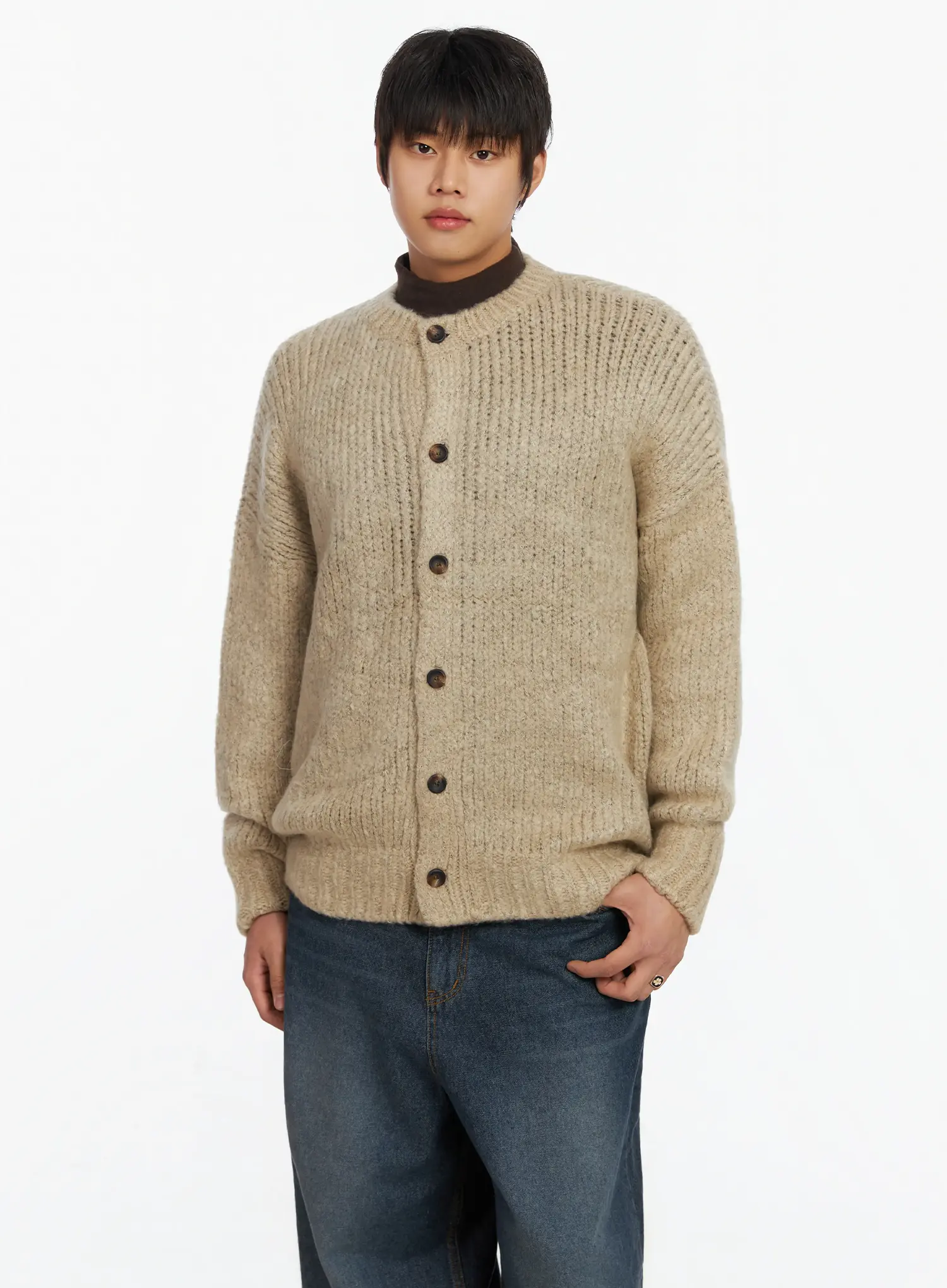Men's Oversized Knit Cardigan IF503