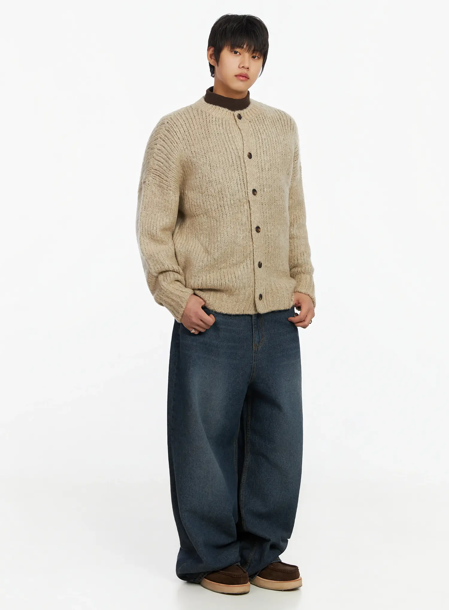 Men's Oversized Knit Cardigan IF503 - Image 6