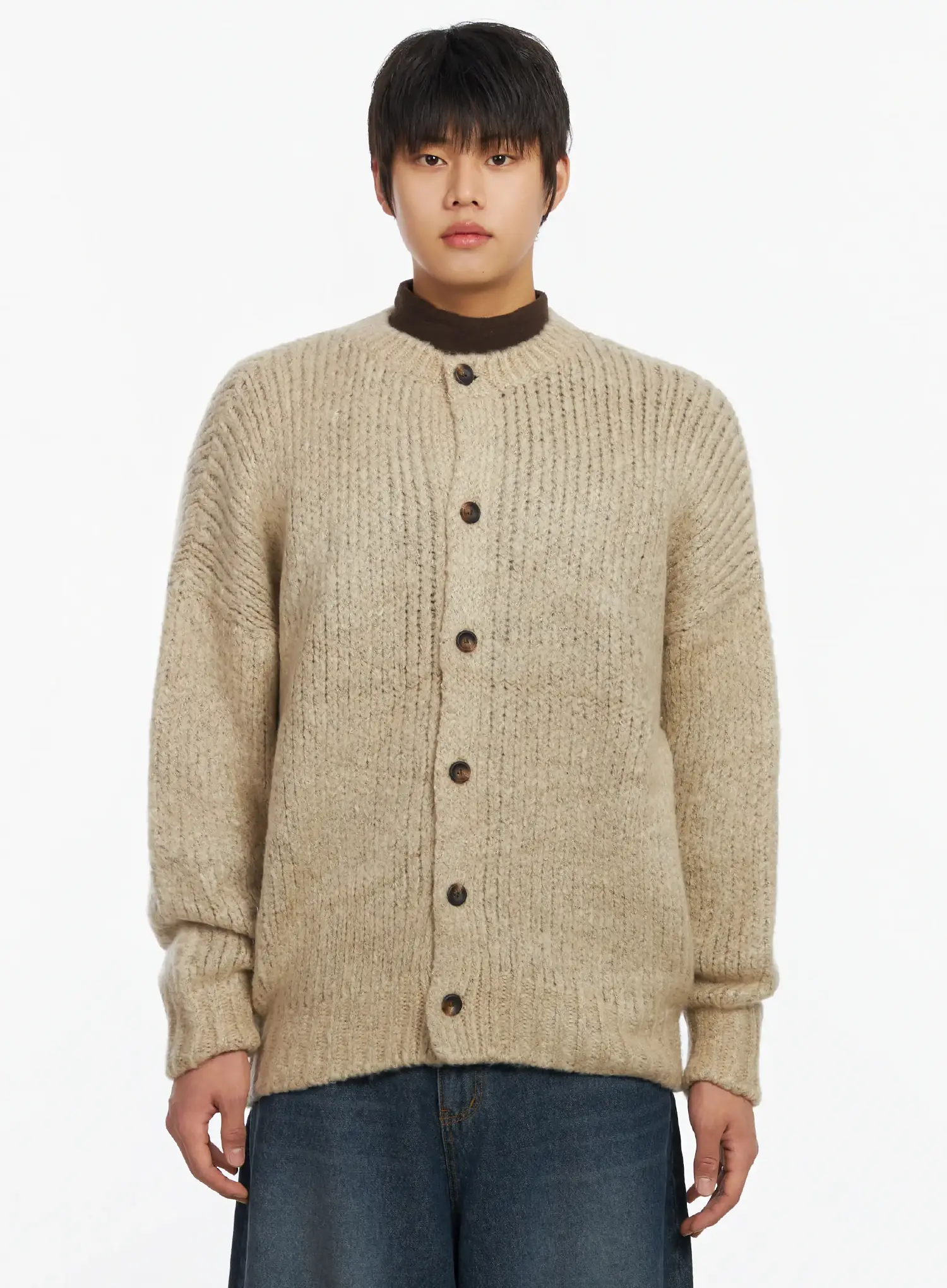 Men's Oversized Knit Cardigan IF503 - Image 7