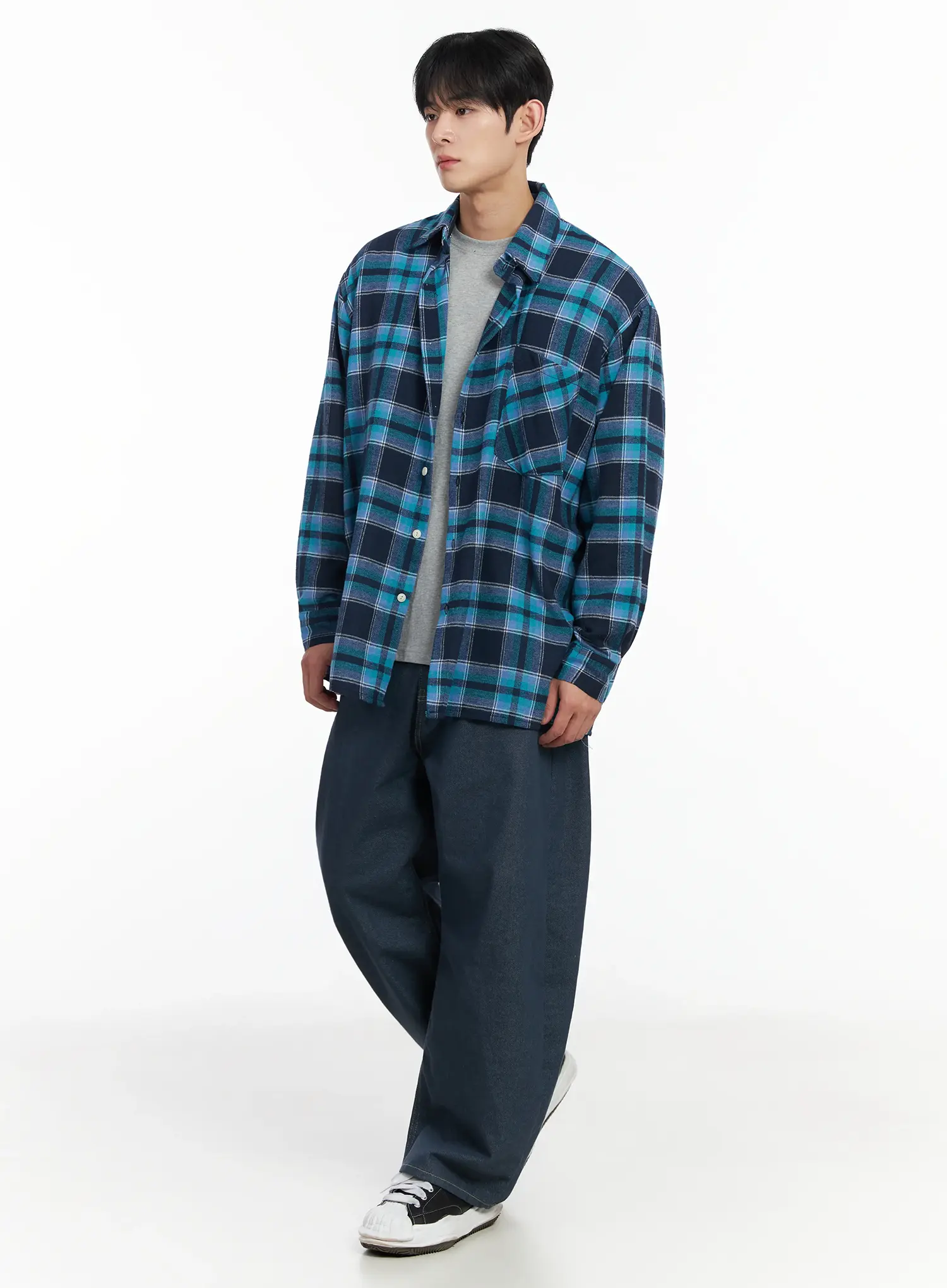 Men's Oversized Plaid Flannel IF516 - Image 6