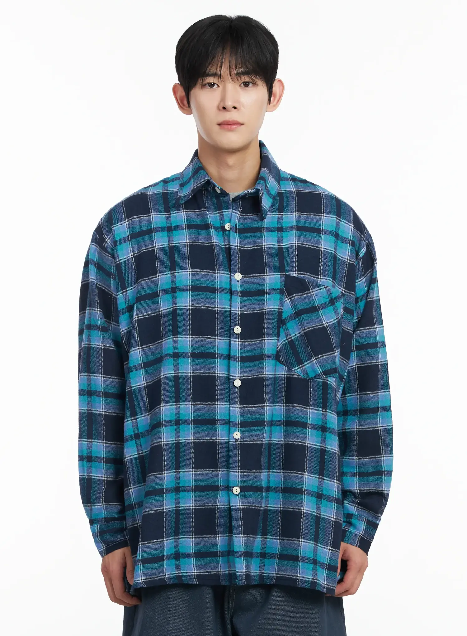 Men's Oversized Plaid Flannel IF516 - Image 7
