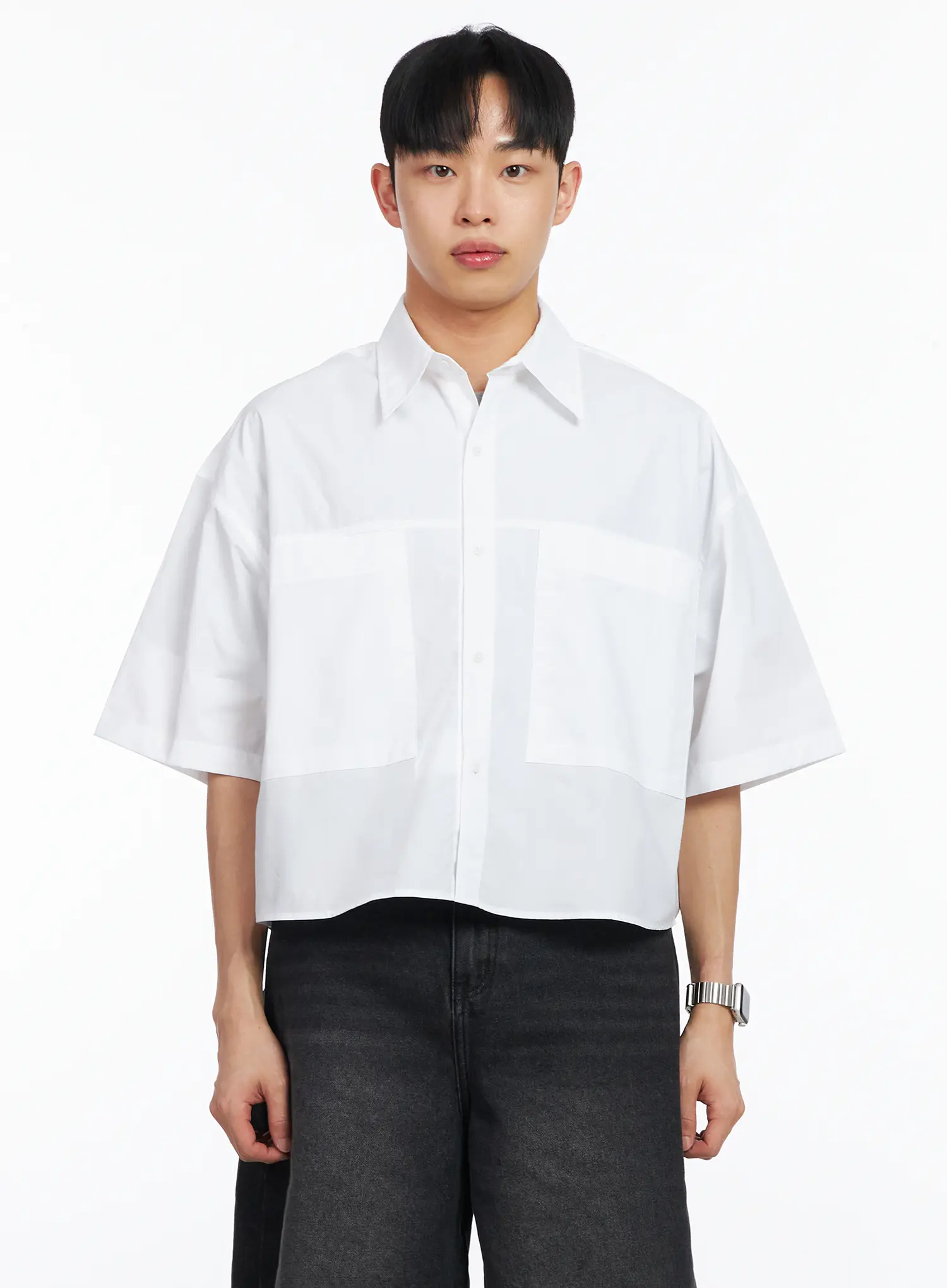 Men's Oversized Pocket Crop Shirt IA501 - Image 10