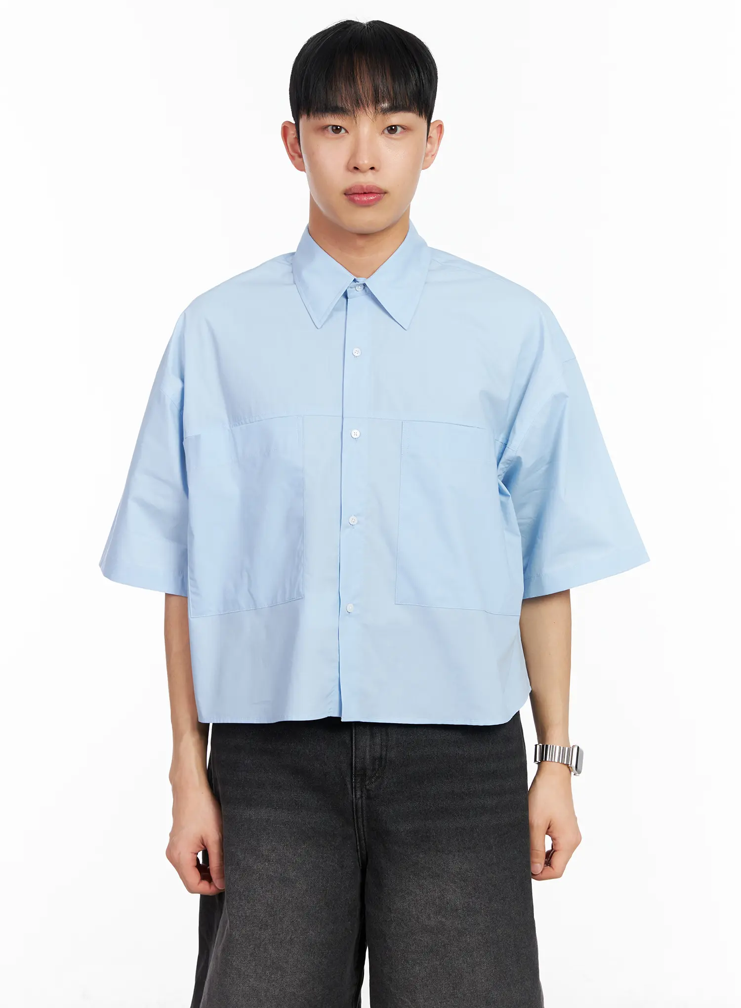 Men's Oversized Pocket Crop Shirt IA501 - Image 11