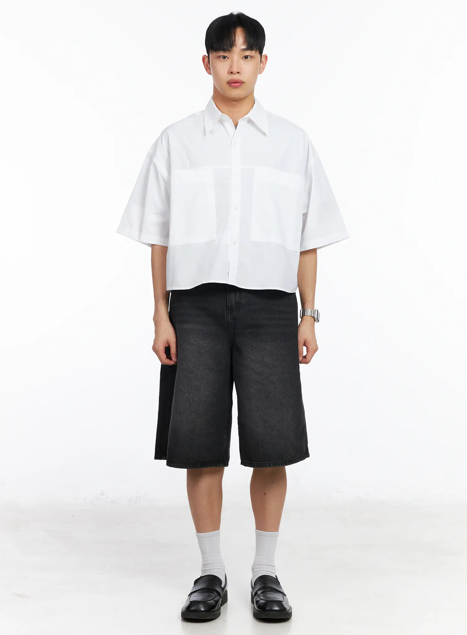 Men's Oversized Pocket Crop Shirt IA501 - Image 3