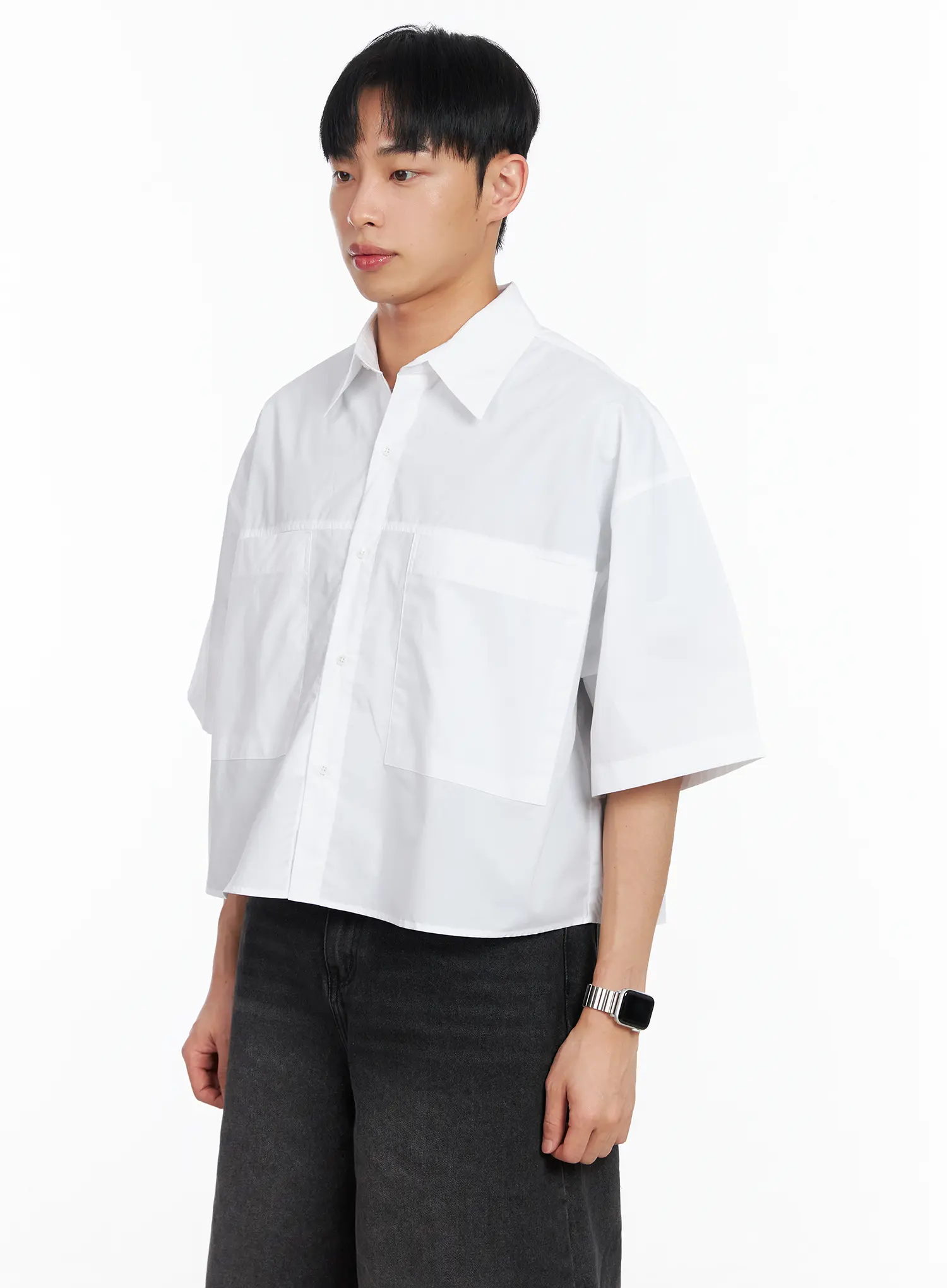 Men's Oversized Pocket Crop Shirt IA501 - Image 4
