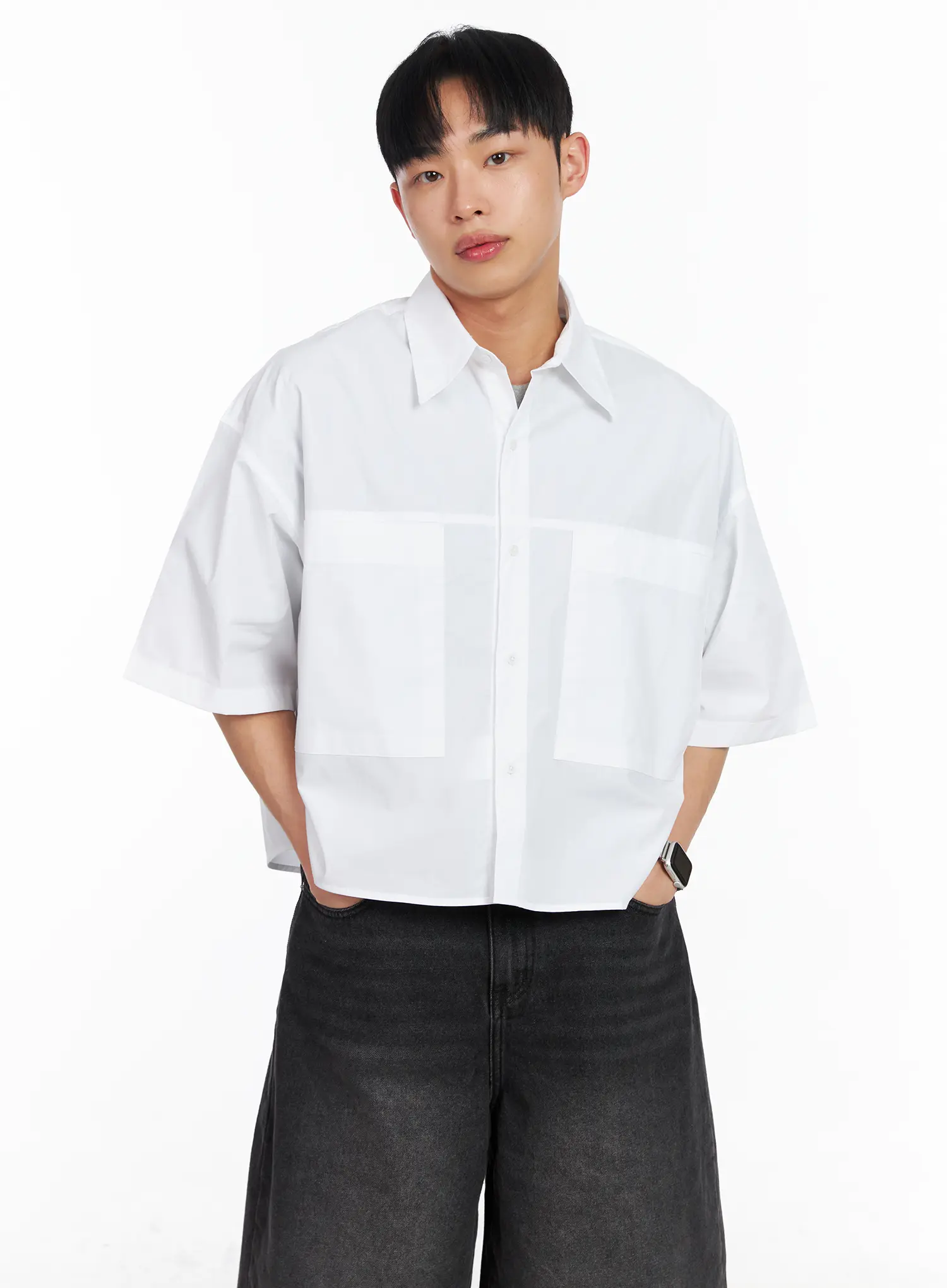Men's Oversized Pocket Crop Shirt IA501 - Image 6