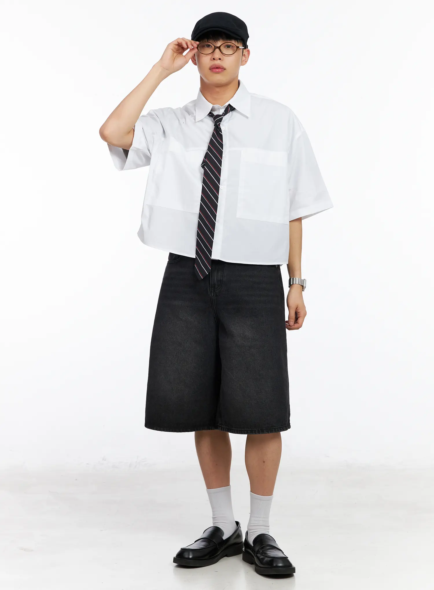 Men's Oversized Pocket Crop Shirt IA501 - Image 8