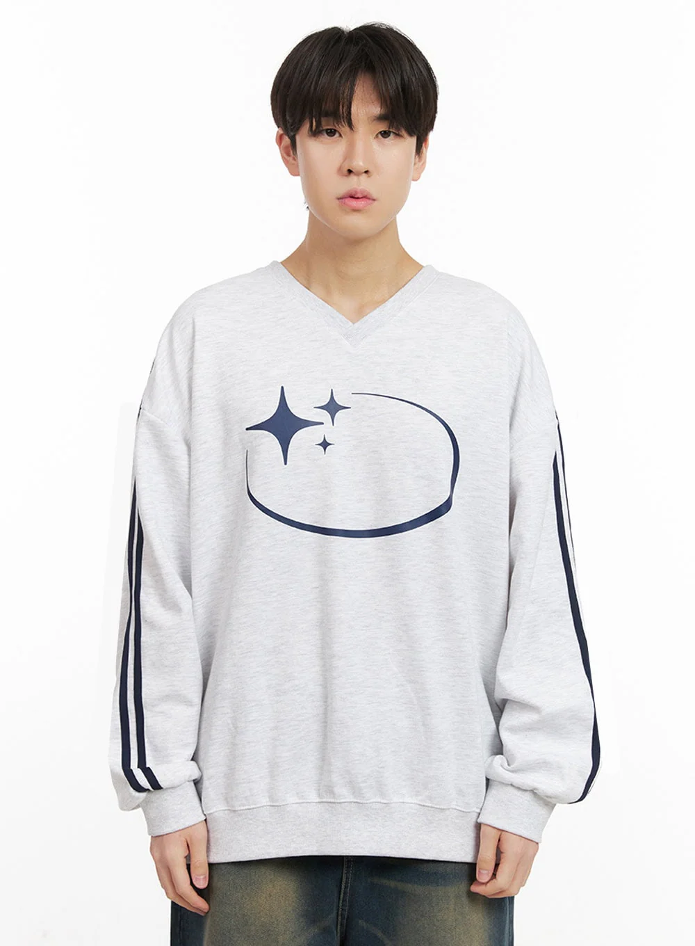 Men's Oversized Star Graphic Sweatshirt IJ517 - Image 10