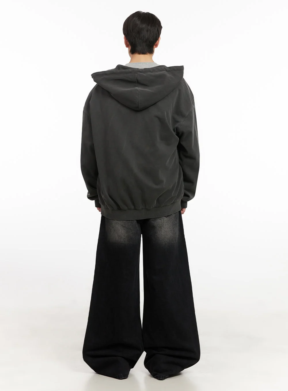 Men's Oversized Washed Zip-Up Hoodie IJ517 - Image 8
