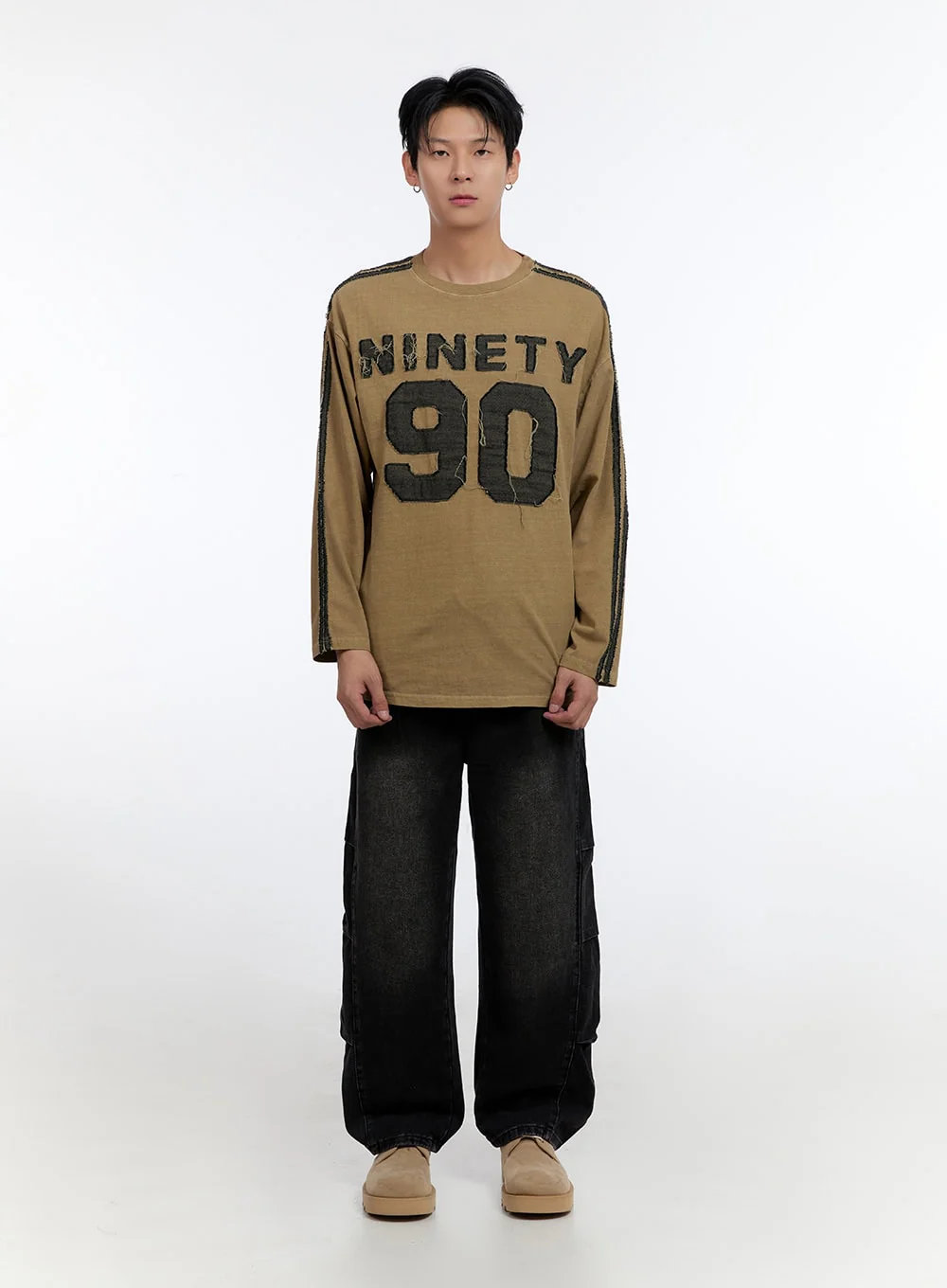 Men's Patchwork Round Neck Long Sleeve Shirt IO428 - Image 2