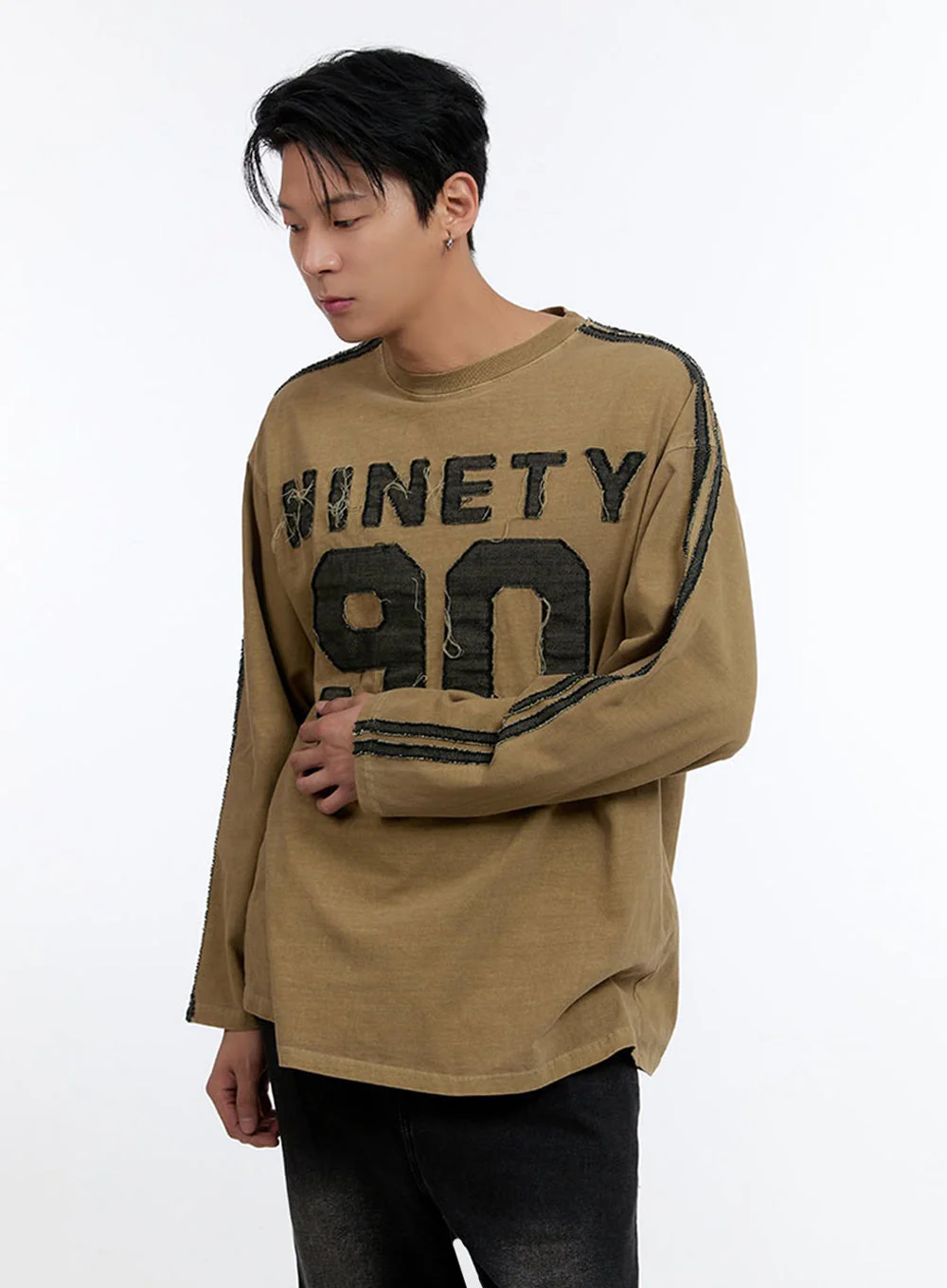 Men's Patchwork Round Neck Long Sleeve Shirt IO428 - Image 3