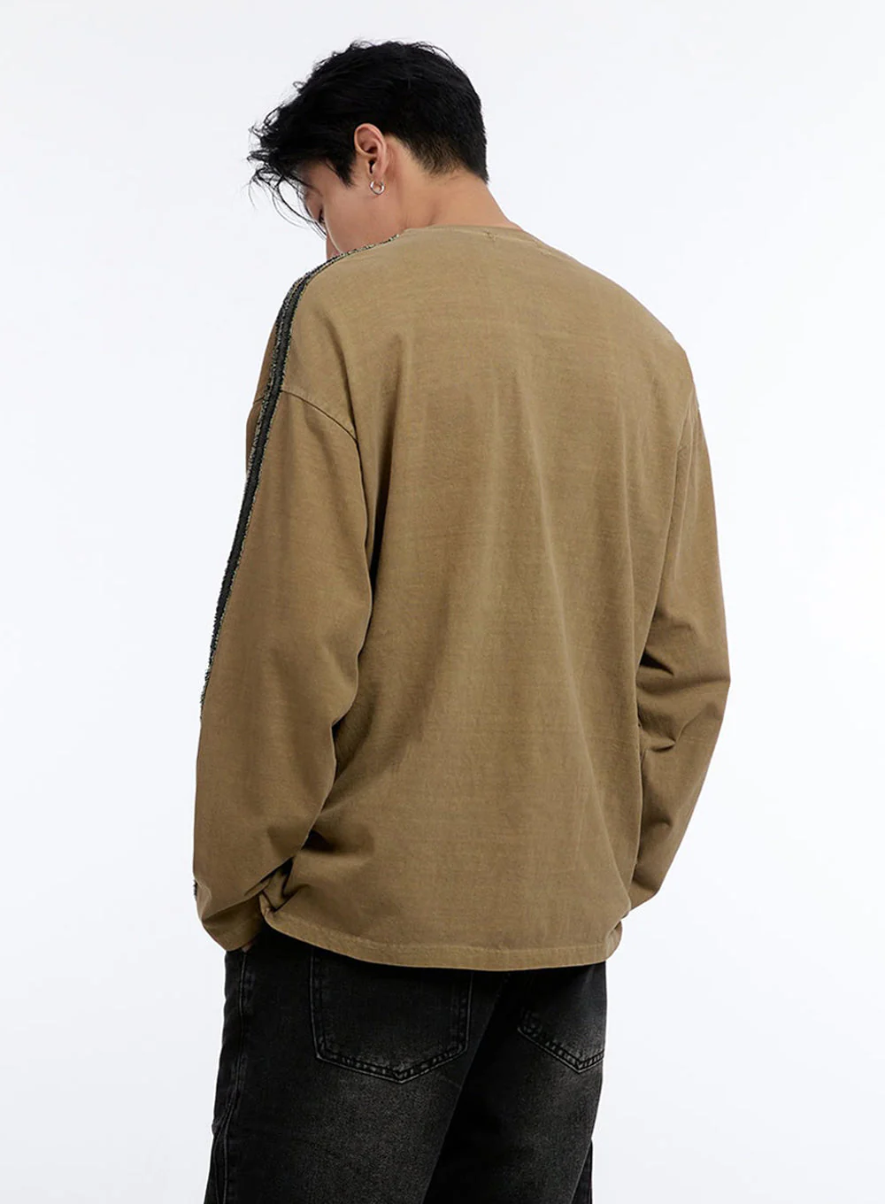 Men's Patchwork Round Neck Long Sleeve Shirt IO428 - Image 5