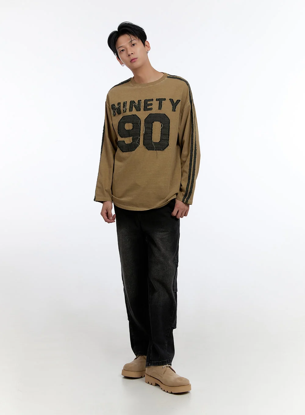 Men's Patchwork Round Neck Long Sleeve Shirt IO428 - Image 6
