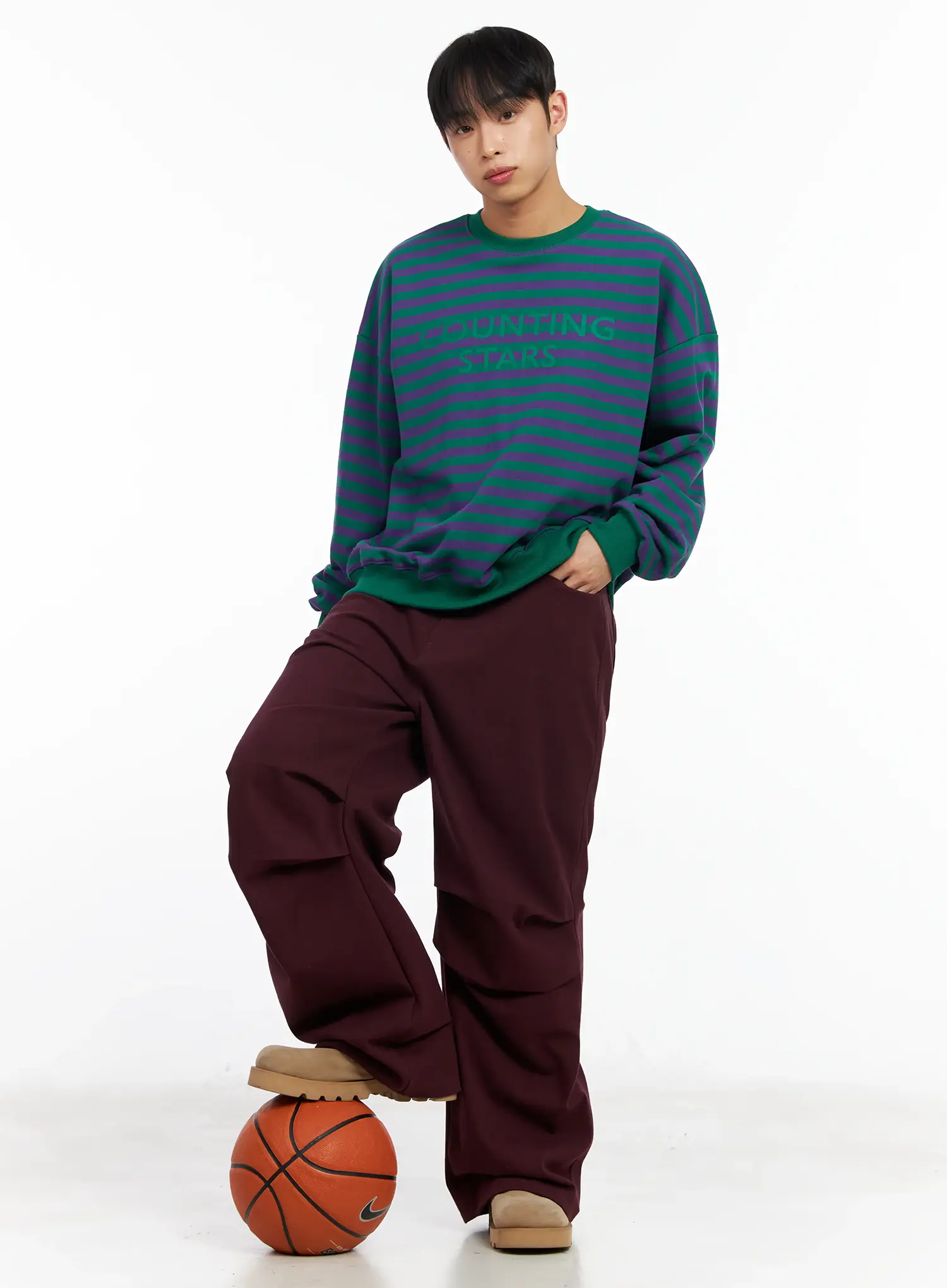 Men's Pintuck Baggy Pants IM516 - Image 3