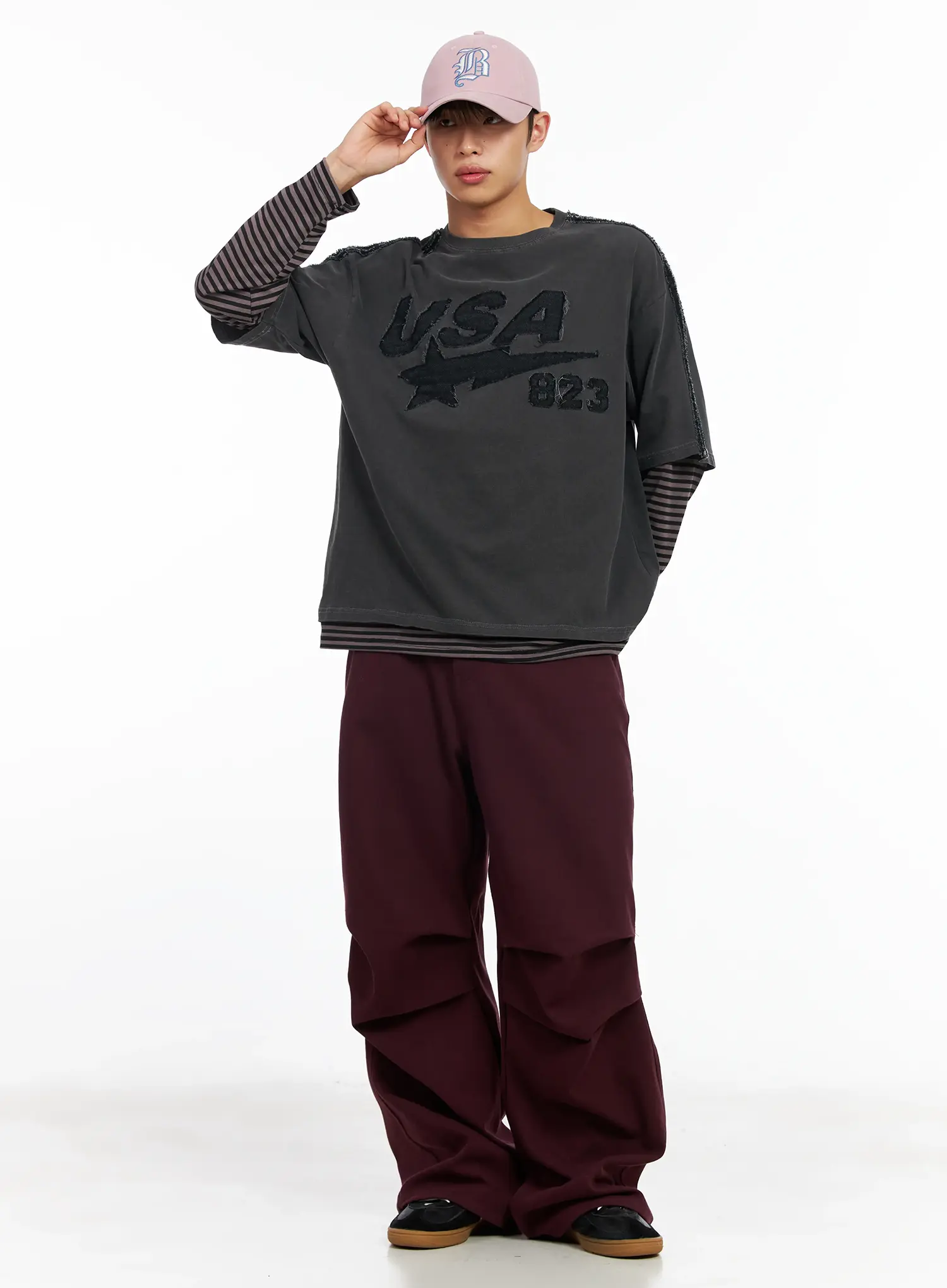 Men's Pintuck Baggy Pants IM516 - Image 4