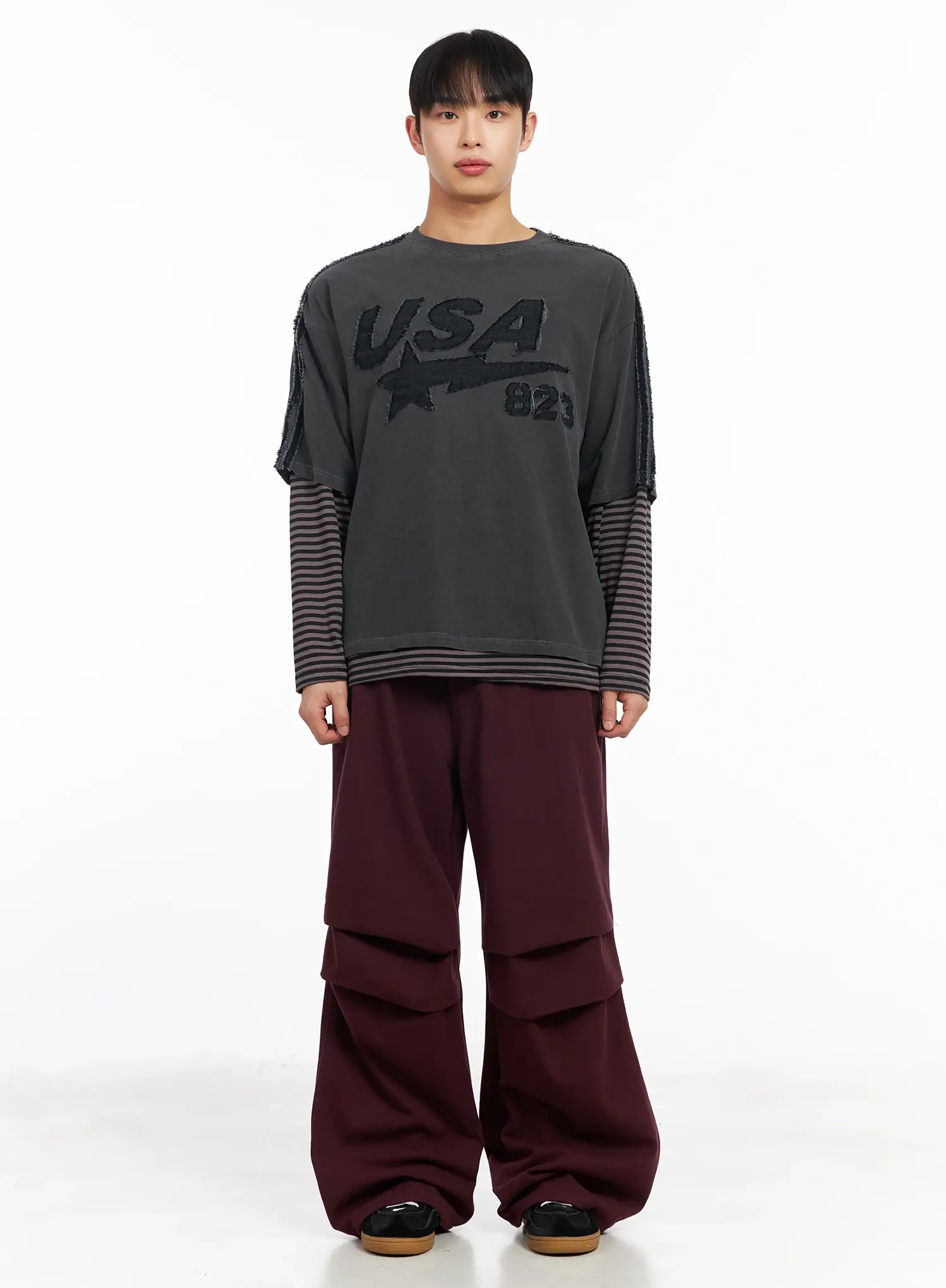 Men's Pintuck Baggy Pants IM516 - Image 5