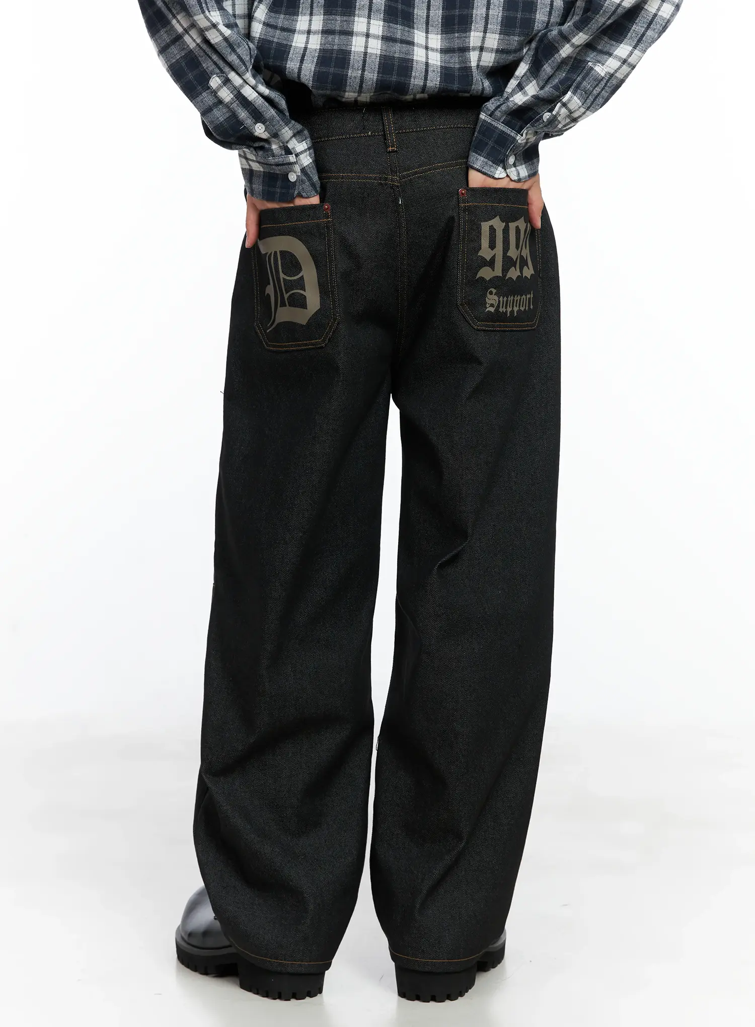 Men's Pintuck Jeans (Black) IN518 - Image 2