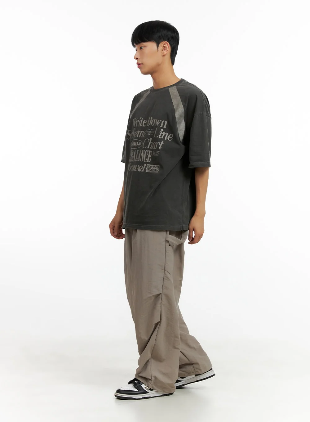 Men's Pintuck Nylon Wide Fit Pants CL429 - Image 5