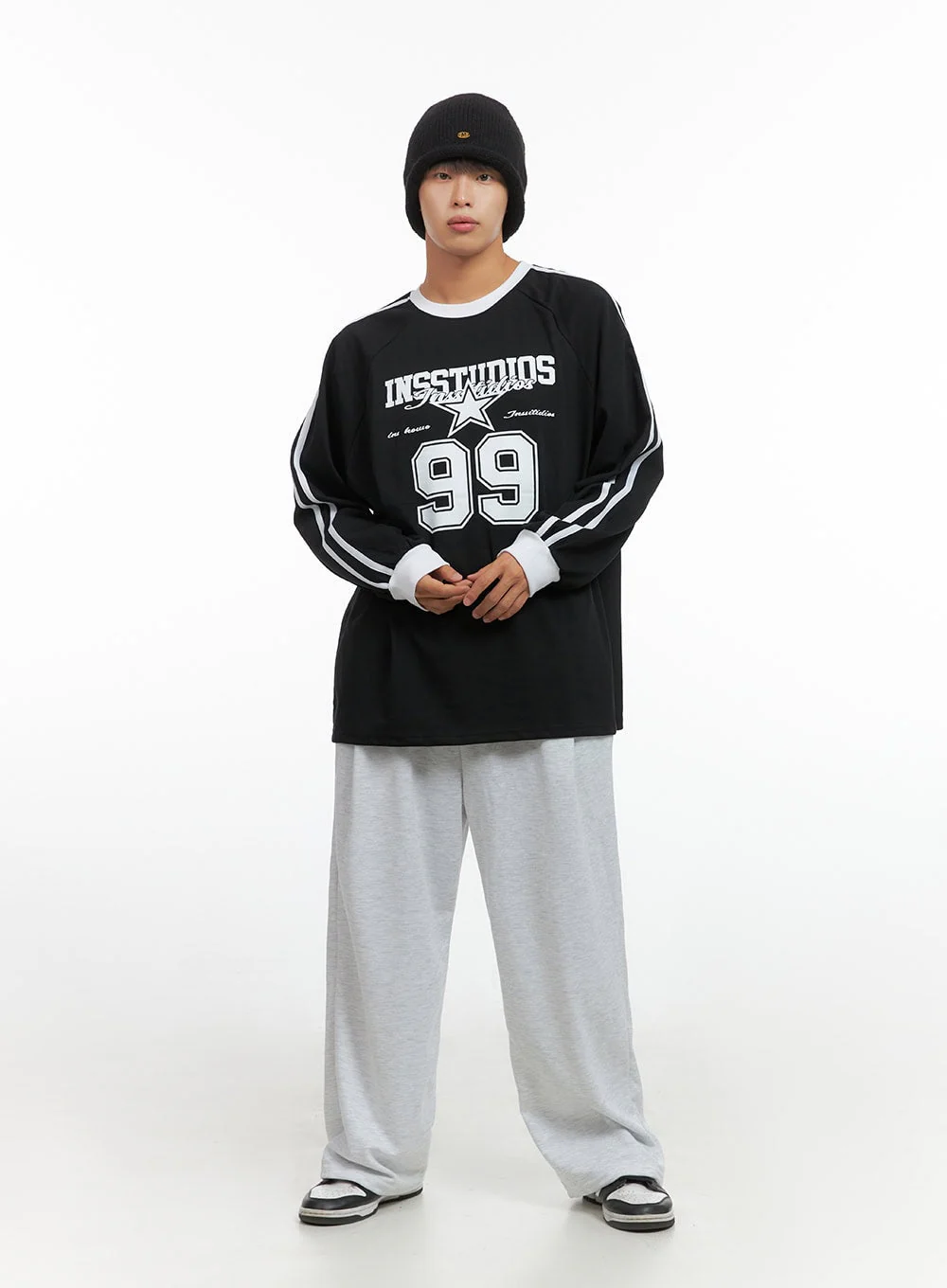 Men's Pintuck Wide Fit Sweatpants IO420 - Image 6