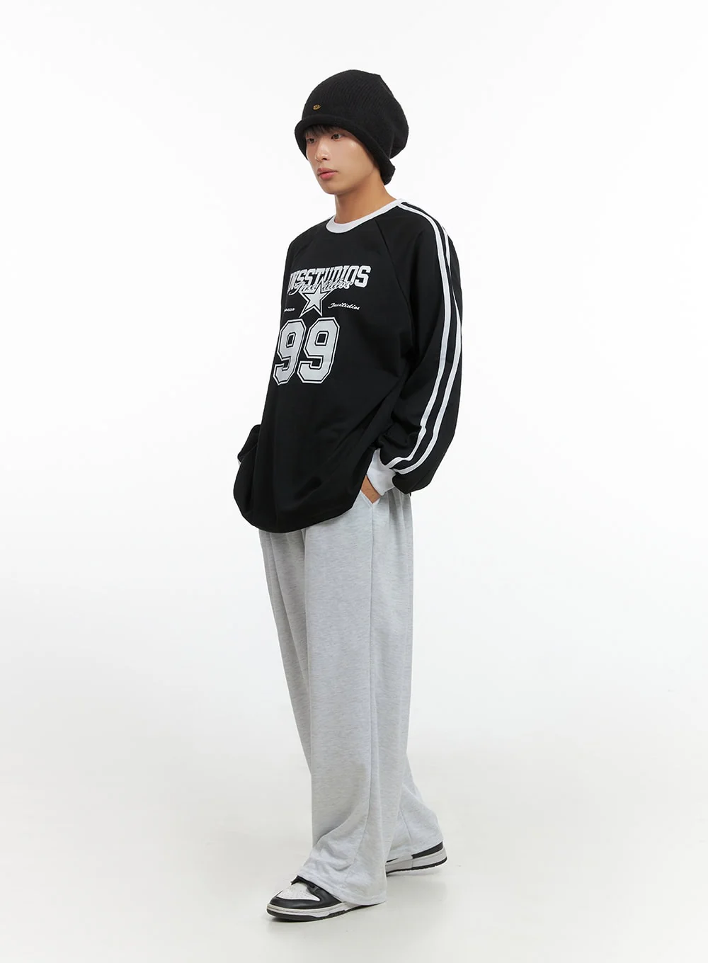 Men's Pintuck Wide Fit Sweatpants IO420 - Image 7