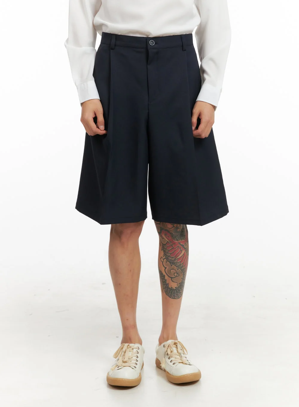 Men's Pintuck Wide Leg Shorts IY416 - Image 2