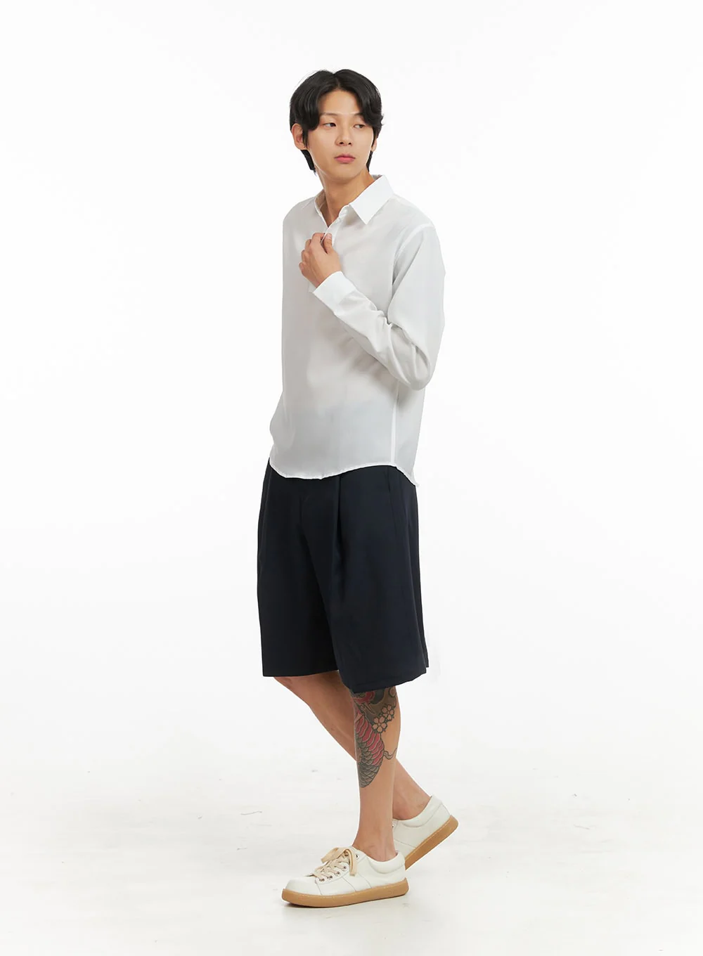 Men's Pintuck Wide Leg Shorts IY416 - Image 7