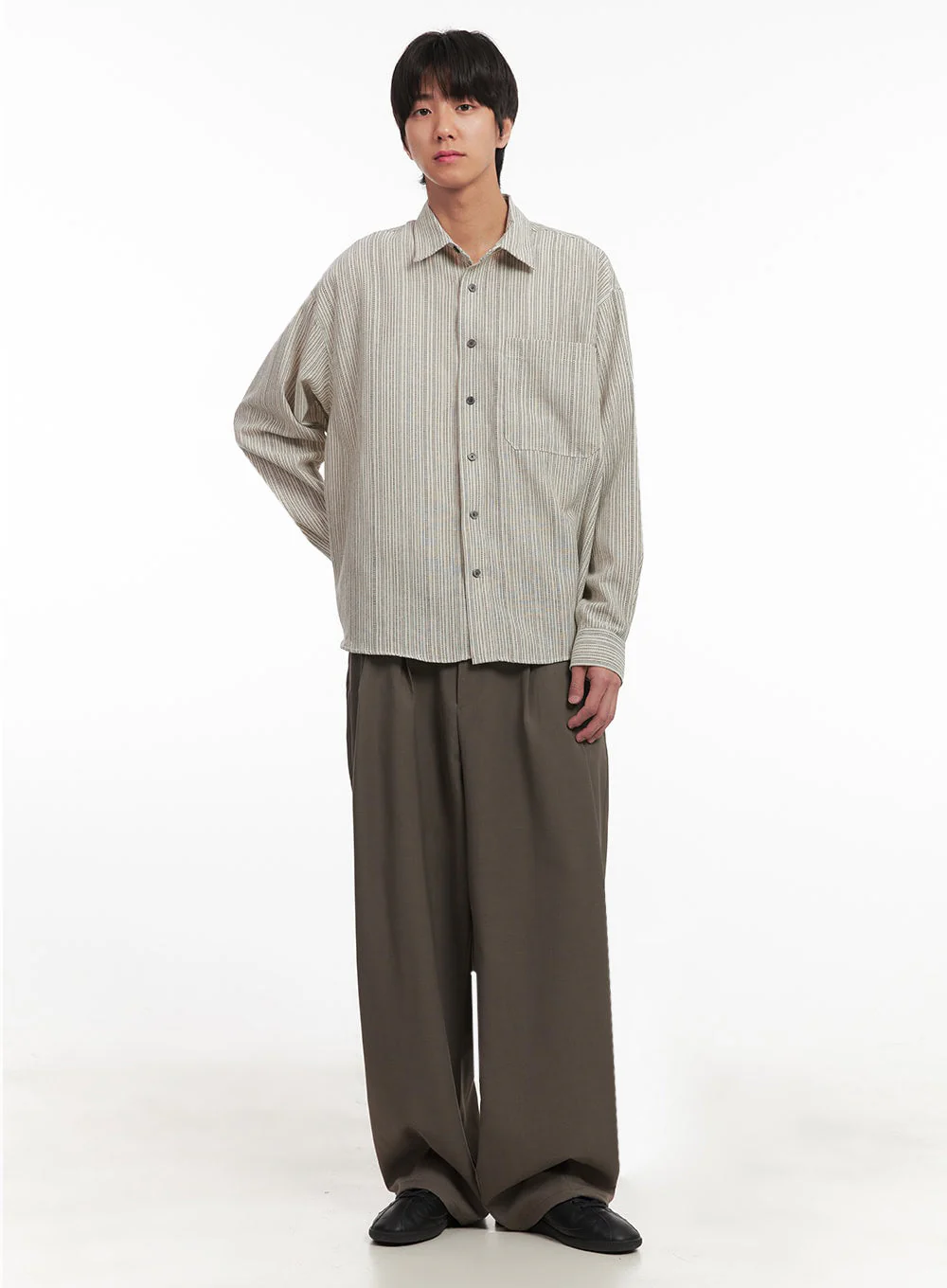 Men's Pintuck Wide-Leg Slacks IA510 - Image 8