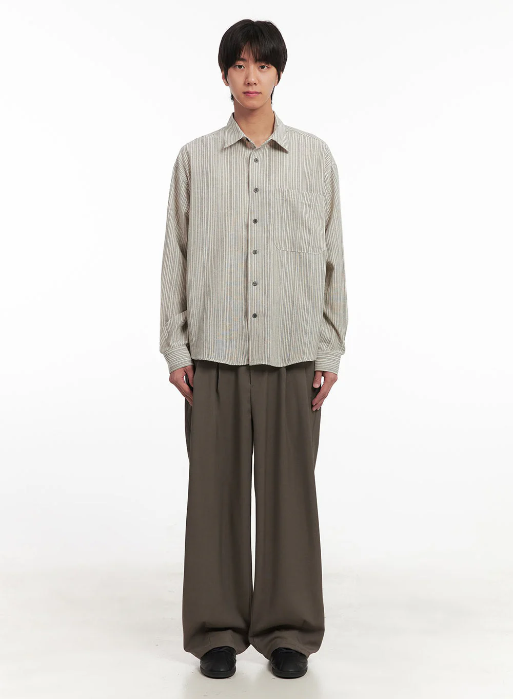 Men's Pintuck Wide-Leg Slacks IA510 - Image 9