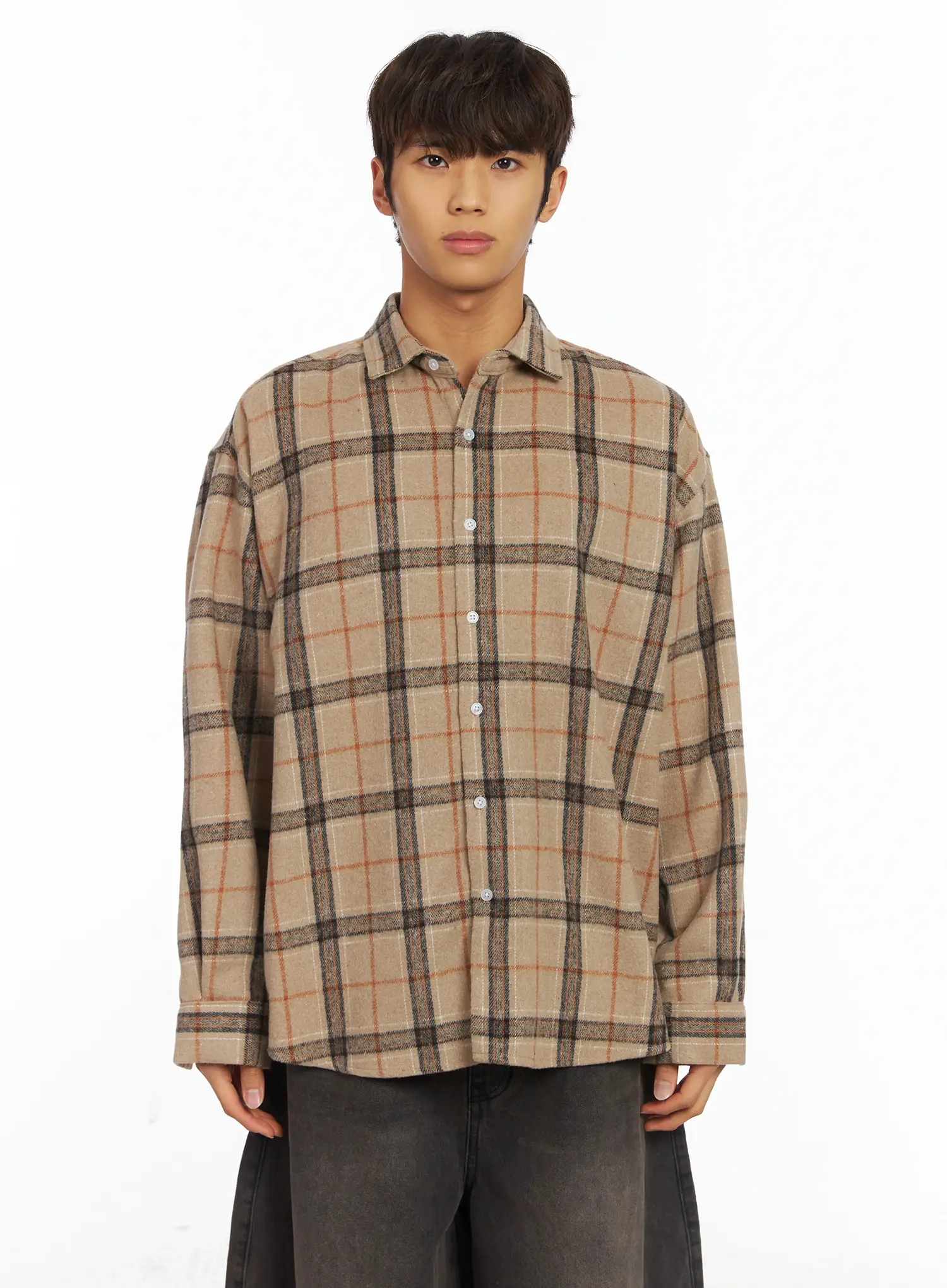 Men's Plaid Button-Up Shirt IJ514 - Image 11
